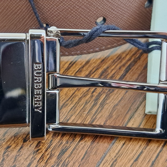 BURBERRY Brown / Black LOUIS 35mm Check Leather REVERSIBLE Belt  Size 80 - Picture 5 of 7